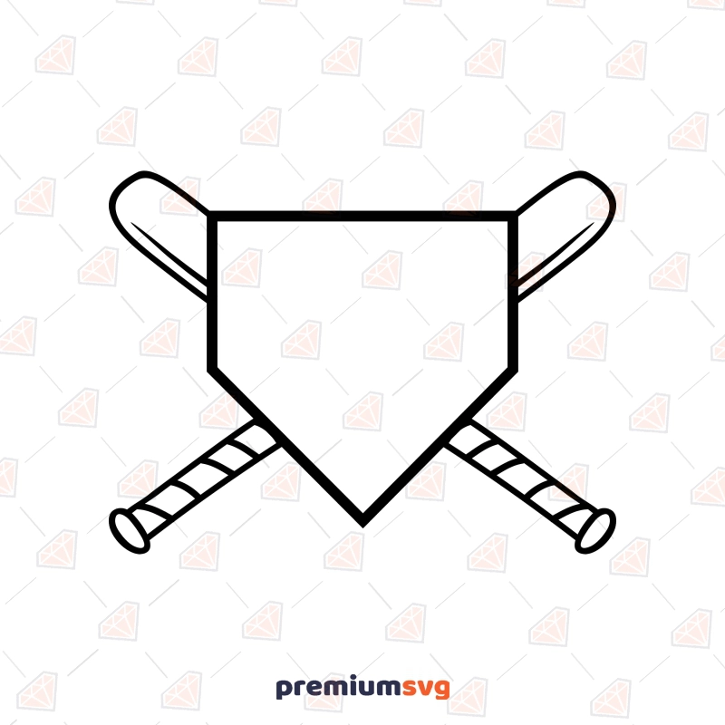Baseball Bat and Home Plate SVG, Instant Download Baseball SVG Svg