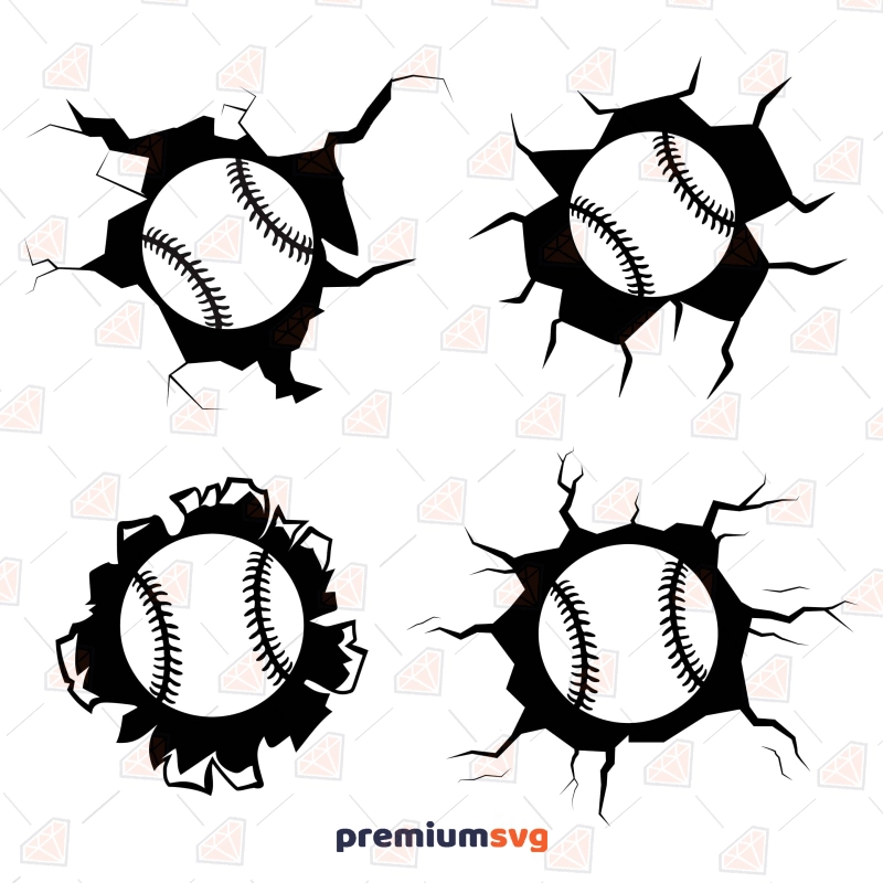 Baseball Cracked Wall SVG Bundle Baseball SVG Svg