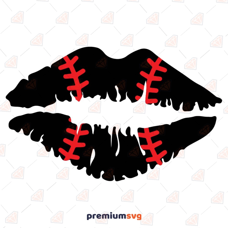 Baseball Lips SVG Cut File, Instant Download Baseball SVG Svg