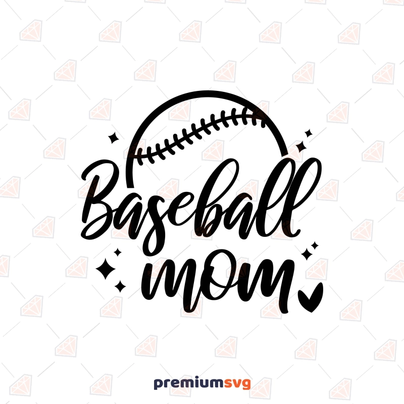 Baseball Mom Text with Half Baseball SVG Baseball SVG Svg