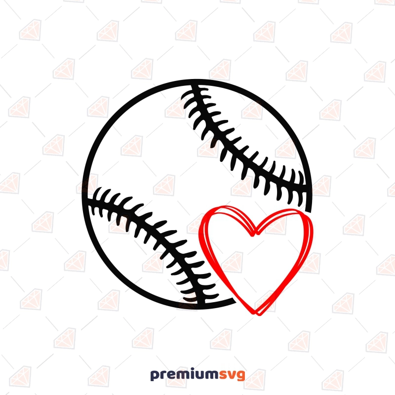 Baseball with Heart SVG, Baseball Love Cut File Baseball SVG Svg