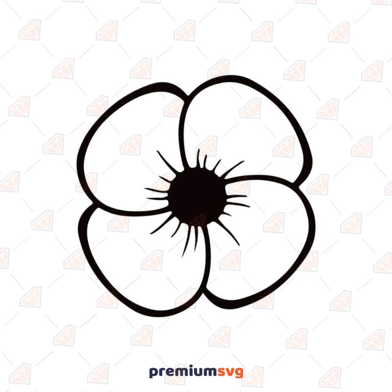 Basic Black Poppy Flower SVG Cut File Flower SVG Svg