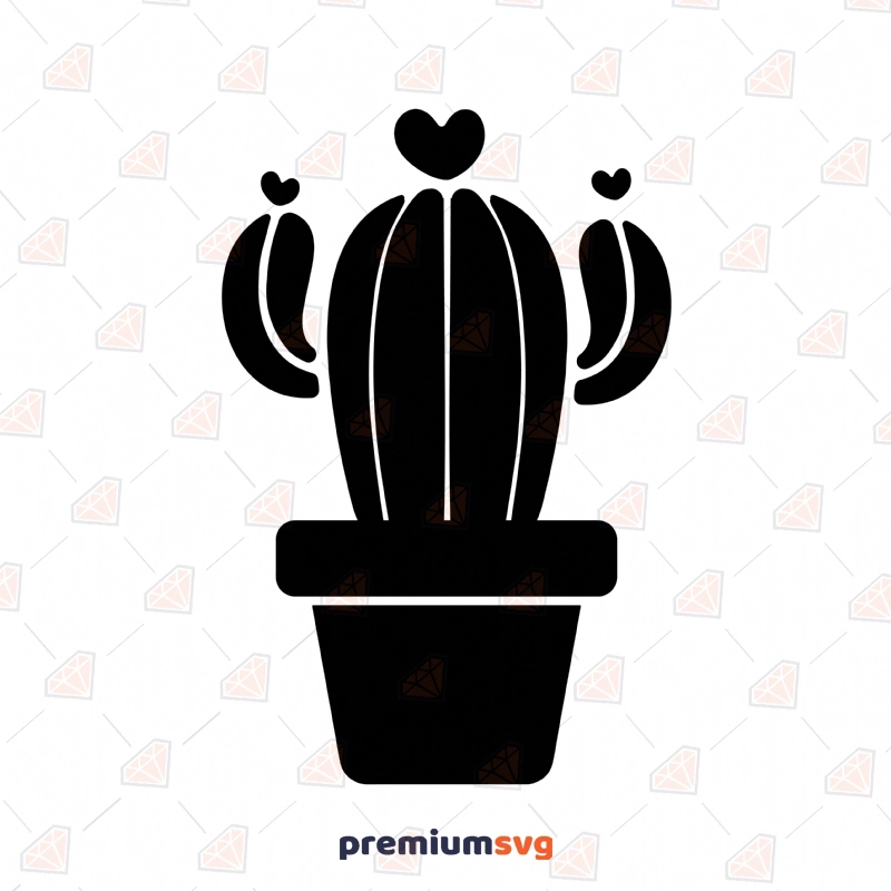 Basic Cactus in Cup SVG, Cactus Clipart SVG Instant Download Flower SVG Svg