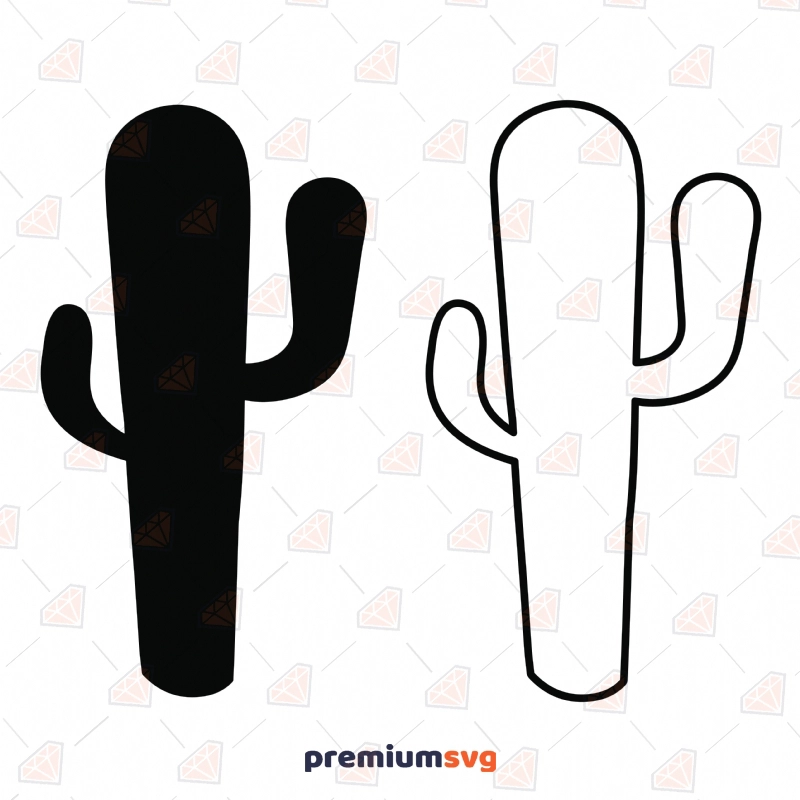 Basic Cactus with Outline SVG, Cactus Bundle SVG Instant Download Flower SVG Svg