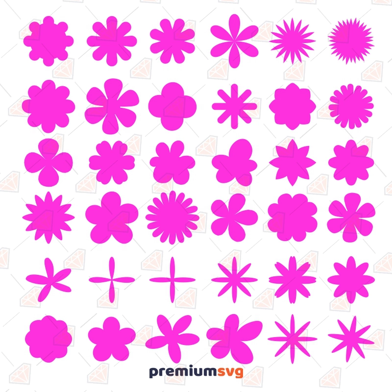 Basic Flower Bundle SVG Cut File, Flowers Bundle Instant Download Flower SVG Svg