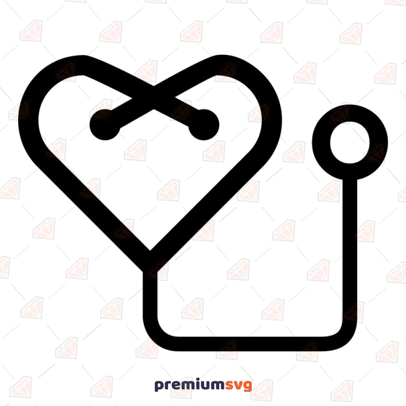 Basic Heart Stethoscope SVG, Stethoscope Vector Instant Download Medical Equipment Svg