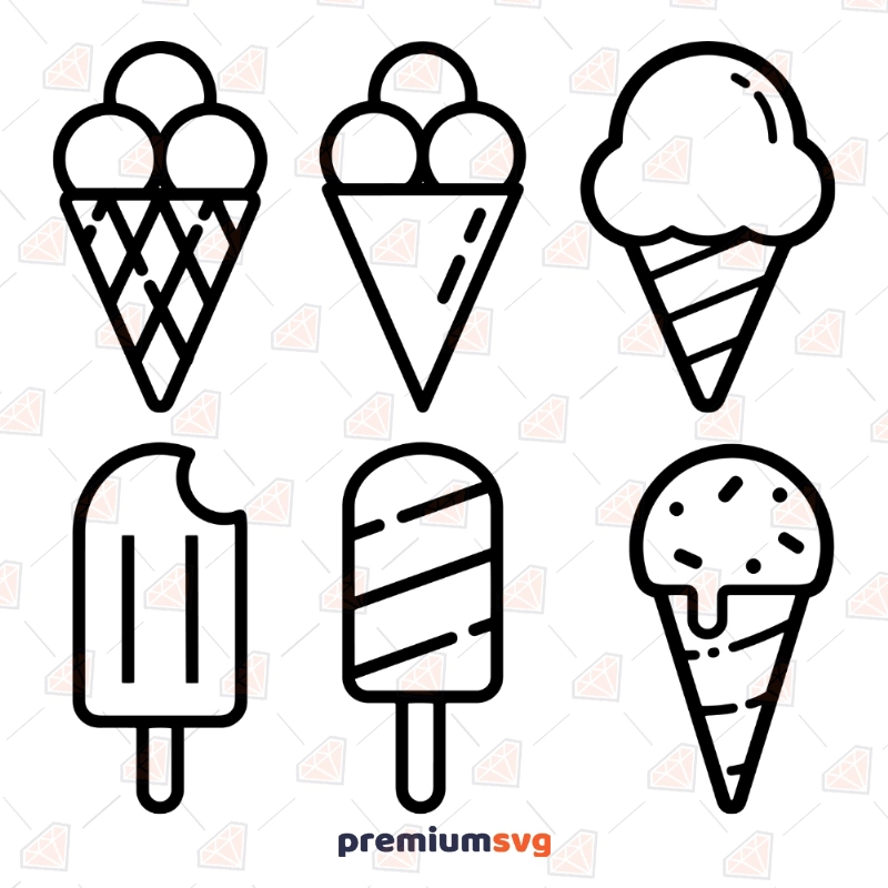 Basic Ice Creams Bundle SVG & Clipart Cut Files Summer SVG Svg
