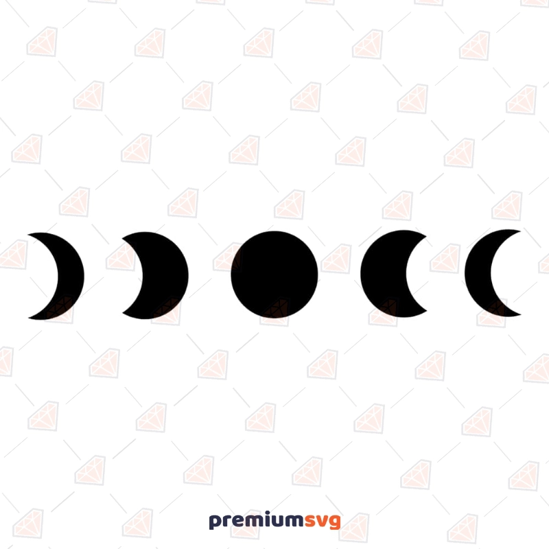 Basic Moon Phases SVG Cut File, Clipart Instant Download Drawings Svg