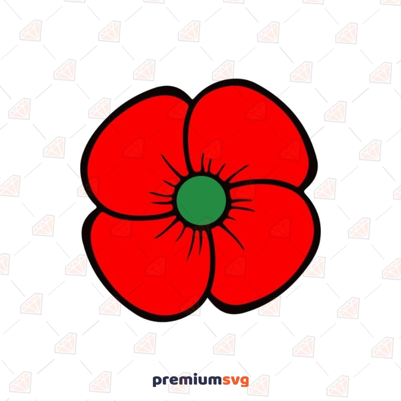 Basic Red Poppy Flower SVG Cut File Flower SVG Svg