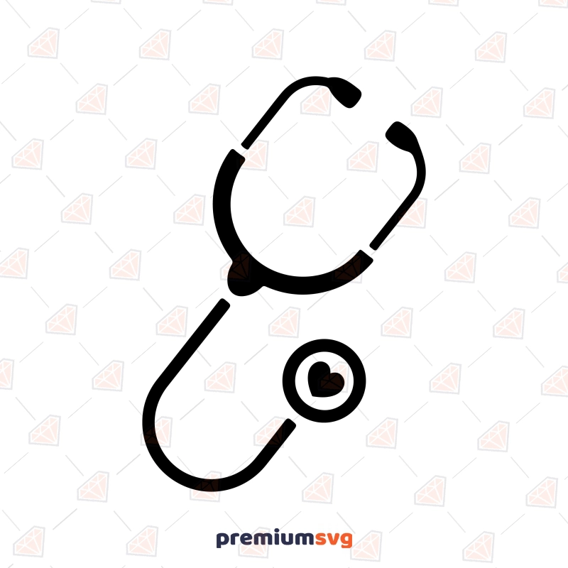 Basic Stethoscope with Heart SVG Cut File Medical Equipment Svg