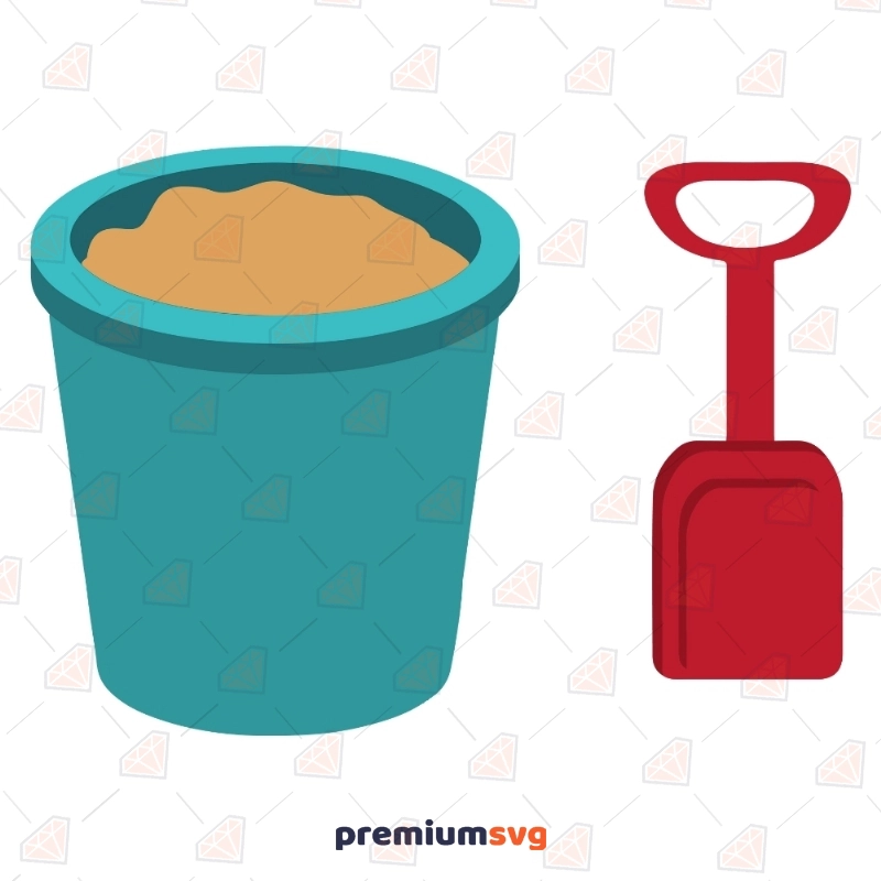 Beach Bucket With Sand SVG, Shovel Clipart Files Digital Download Summer SVG Svg