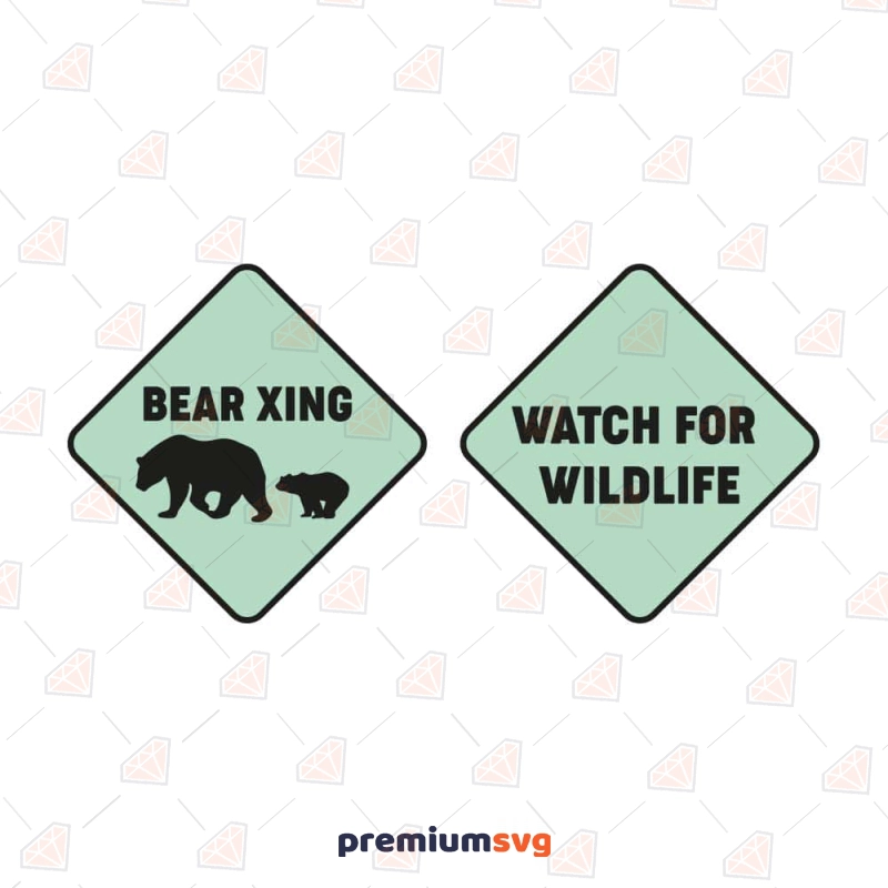 Bear Xing and Watch for Wildlife SVG Cut File Wild & Jungle Animals SVG Svg