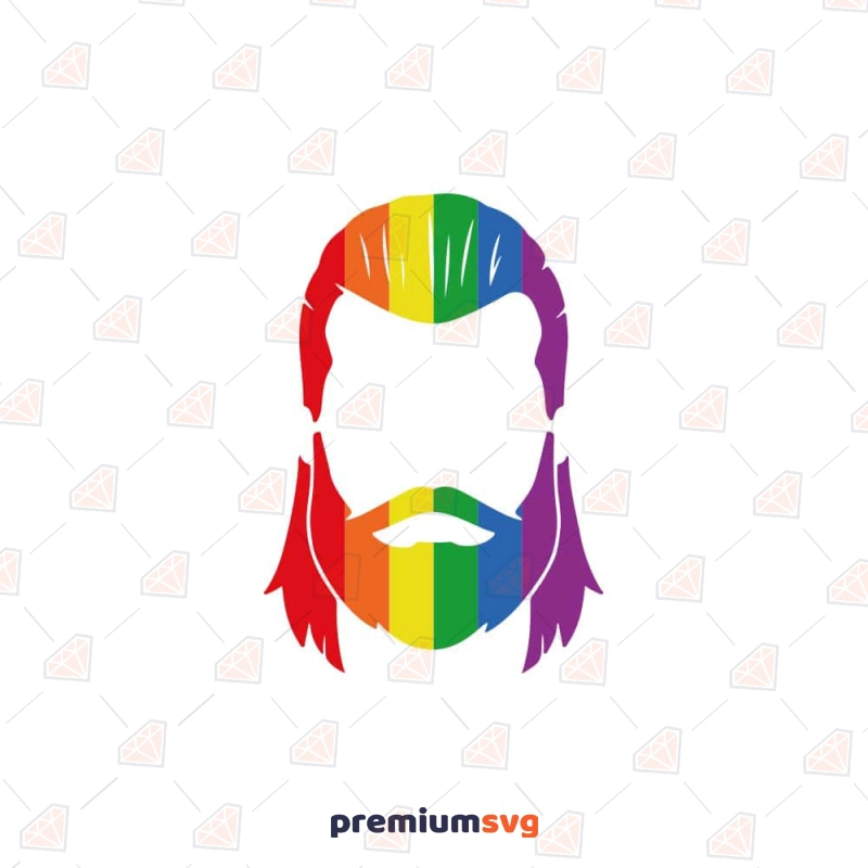 Beard Face Rainbow Pride SVG Design Lgbt Pride SVG Svg