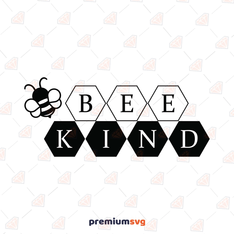 Bee Kind SVG with Black Honeycombs, Kindness Instant Download T-shirt SVG Svg