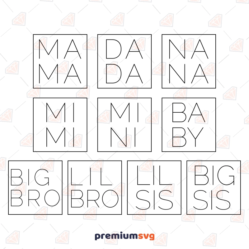 BIG Family Name in Square SVG BUNDLE, Family Name SVG T-shirt SVG Svg