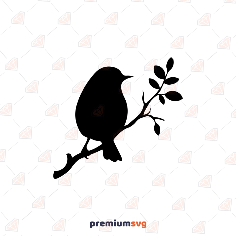 Bird On Branch SVG Cut & Silhouette File, Instant Download Bird SVG Svg