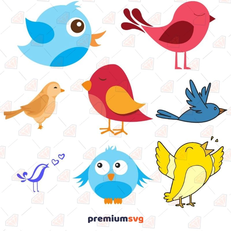 Cute Birds SVG Bundle, Cute Birds Vector Instant Download Bird SVG Svg