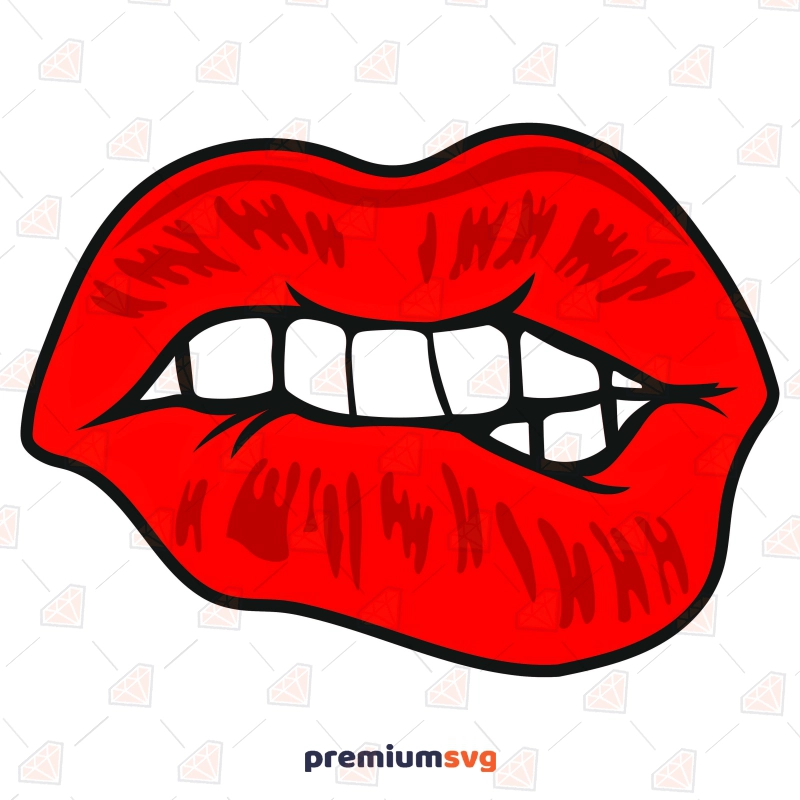 Bite Lips SVG, Red Lips Kiss SVG Vector Files Valentine's Day SVG Svg