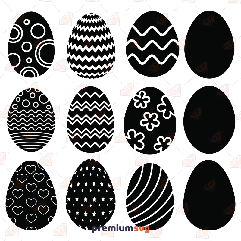 Black and White Easter Eggs SVG Bundle Easter Day SVG Svg