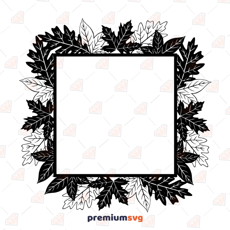 Black and White Flower Frame SVG Cut Files, Floral Frame Instant Download Drawings Svg