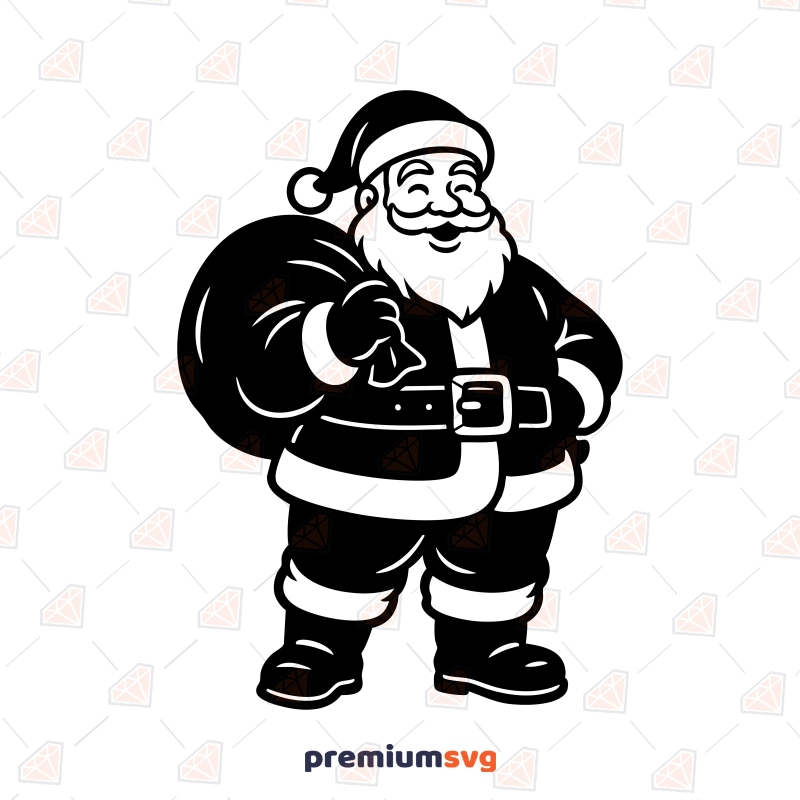 Black and White Santa SVG & DXF Cut Files Santa Claus SVG