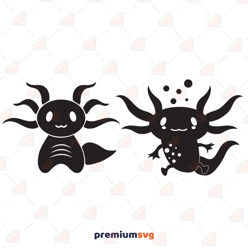 Black Axolotl Amphibians SVG, Cute Axolotl SVG Clipart Wild & Jungle Animals SVG Svg