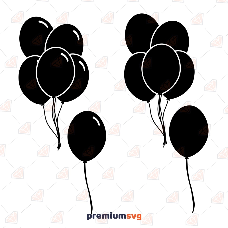 Black Balloons Shape SVG Bundle, Balloobaloon Clipart SVG Instant Download Vector Illustration Svg