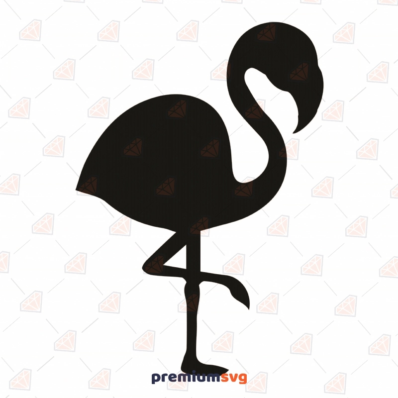 Black Basic Flamingo SVG Cut, Flamingo Vector Clipart File Bird SVG Svg