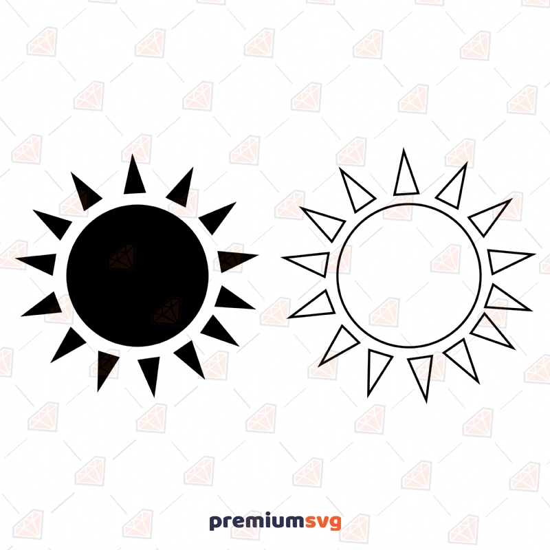 Black Basic Suns SVG Clipart Cut Files Sky/Space Svg