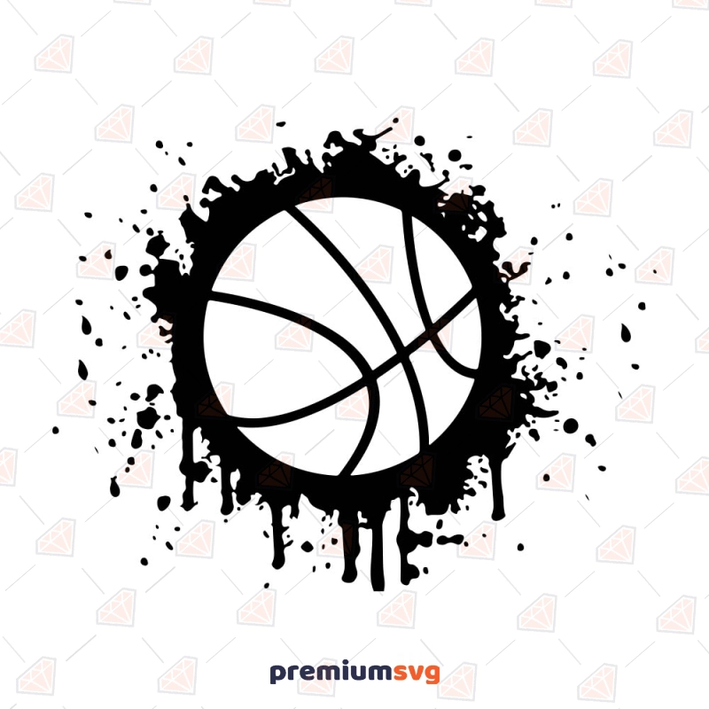 Black Basketball Splatter SVG Cut File Basketball SVG Svg