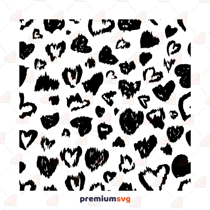 Black Brush Hearts Pattern SVG Cut File Background Patterns Svg