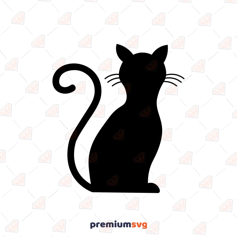Black Cat SVG cut file, Sitting cat clipart Cat SVG Svg