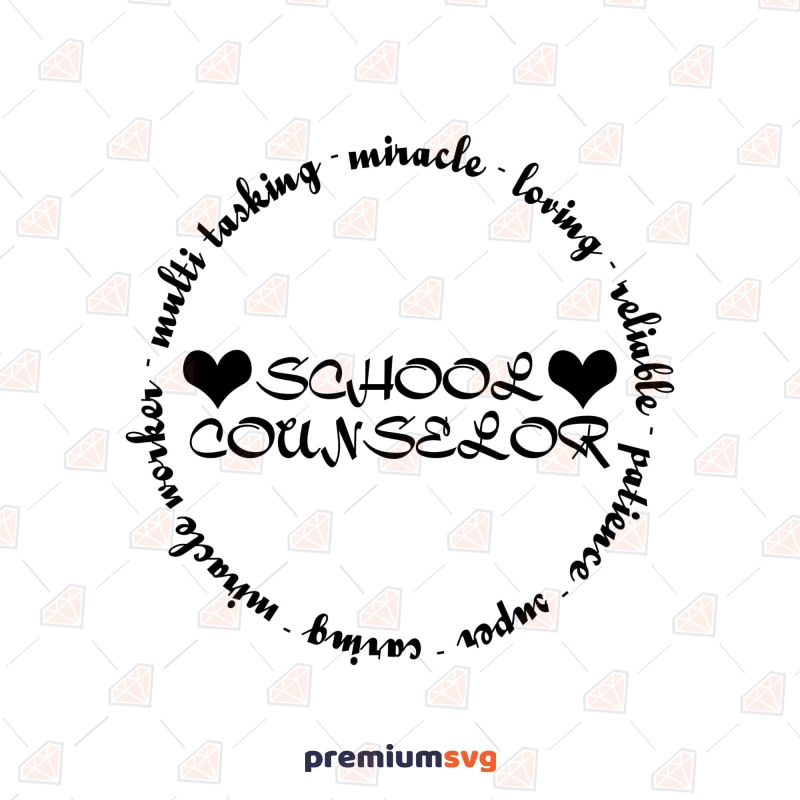 Black Circle School Counselor SVG, Instant Download School SVG Svg