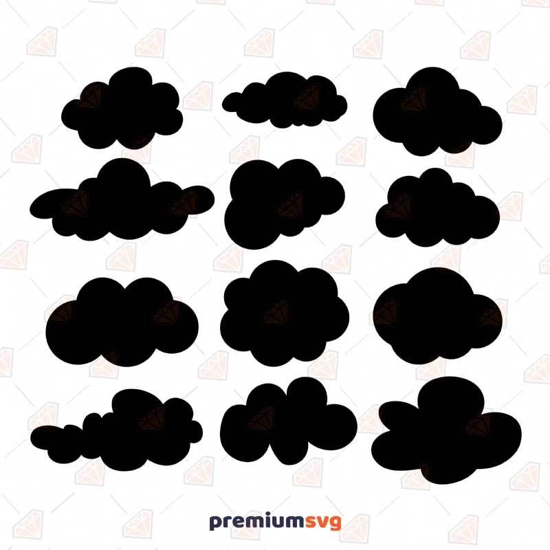 Black Clouds Bundle SVG, Clouds Bundle Clipart SVG Instant Download Sky/Space Svg