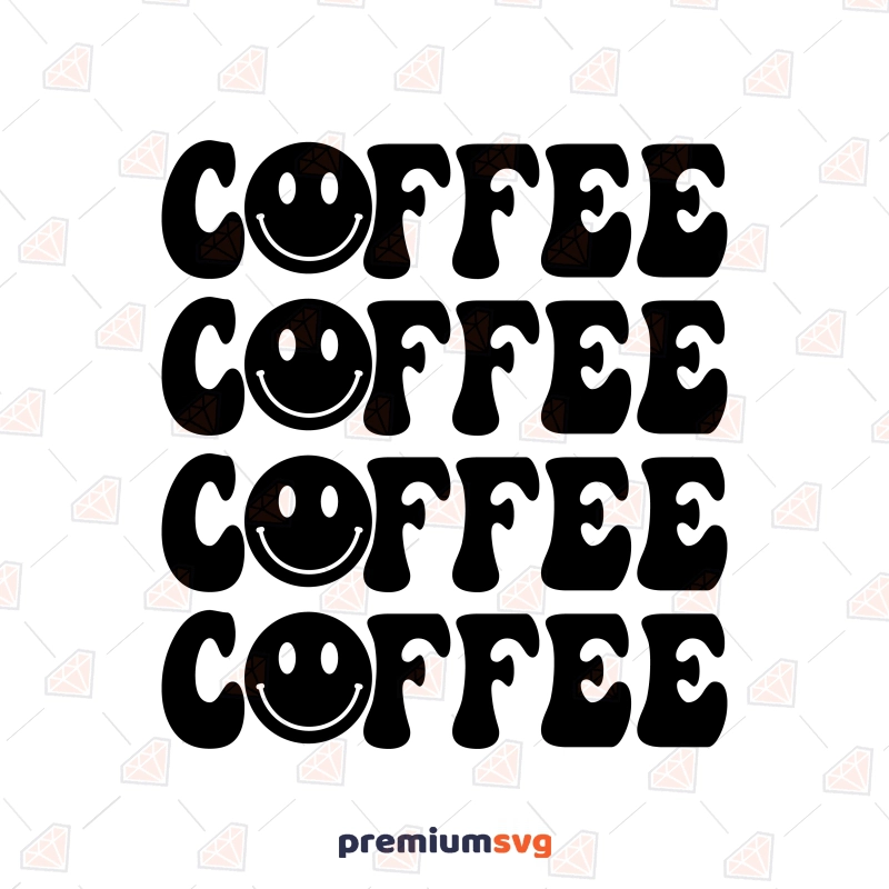 Black Coffee SVG Design with Smiley Face, Instant Download Coffee and Tea SVG Svg