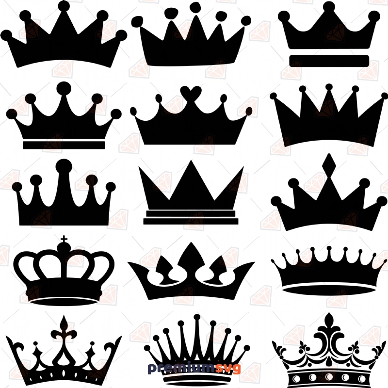 Black Crown Bundle SVG Cut Files, Crown Bundle Instant Download Vector Objects Svg