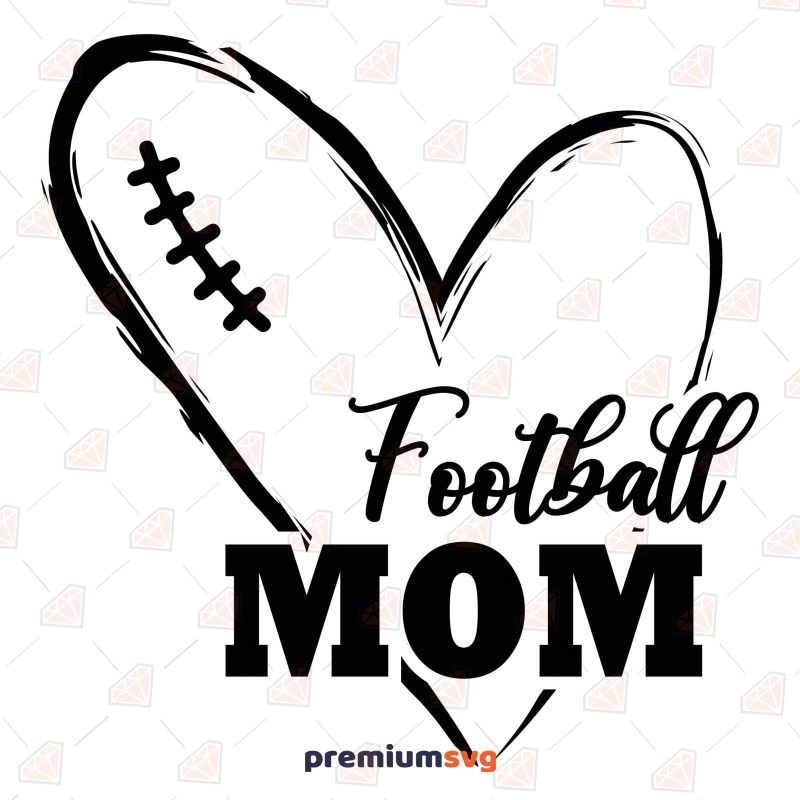 Black Distressed Football Heart Mom SVG Football SVG Svg