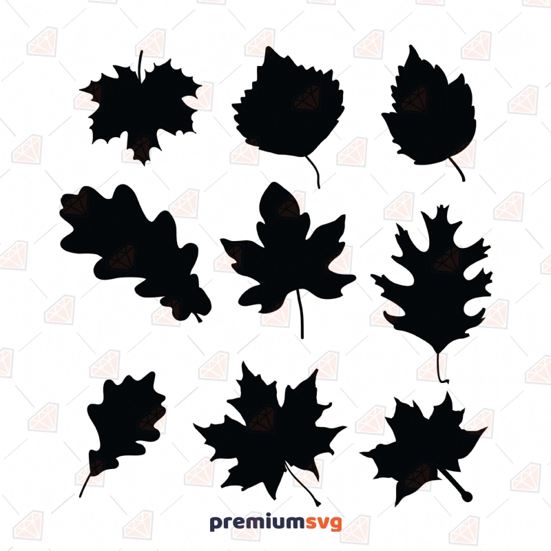 Black Fall Leaves SVG Cut & Clipart Files Flower SVG Svg