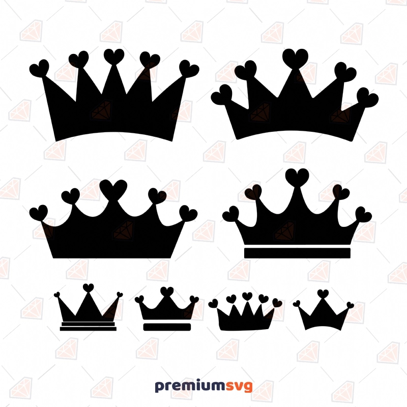 Black Heart Crown SVG Bundle, Instant Download Vector Objects Svg