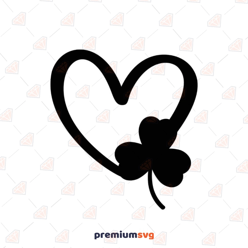 Black Heart with Shamrock SVG, Shamrock Love SVG St Patrick's Day SVG Svg