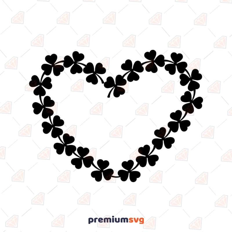 Black Heart with Shamrocks SVG, Wreath SVG St Patrick's Day SVG Svg