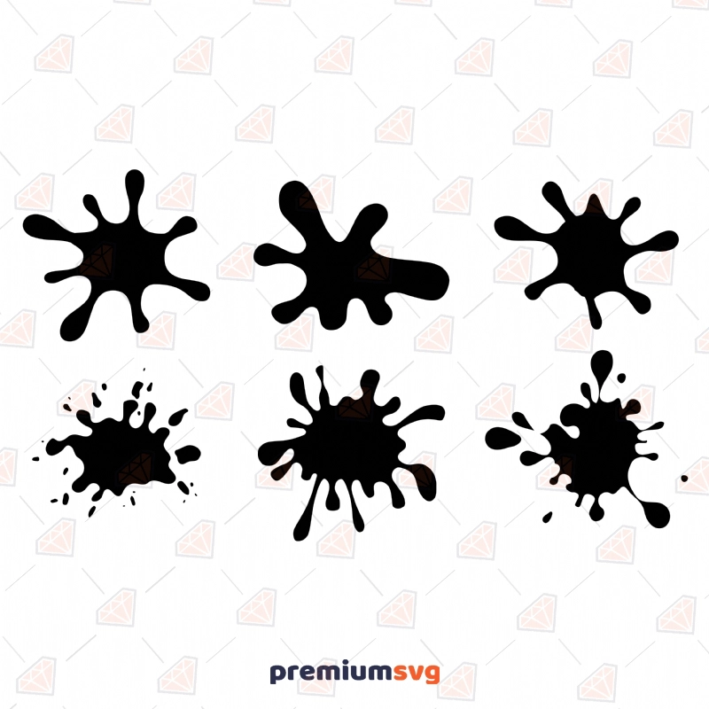 Black Ink & Paint Splatter SVG, Black Splatters Bundle SVG Instant Download Vector Illustration Svg