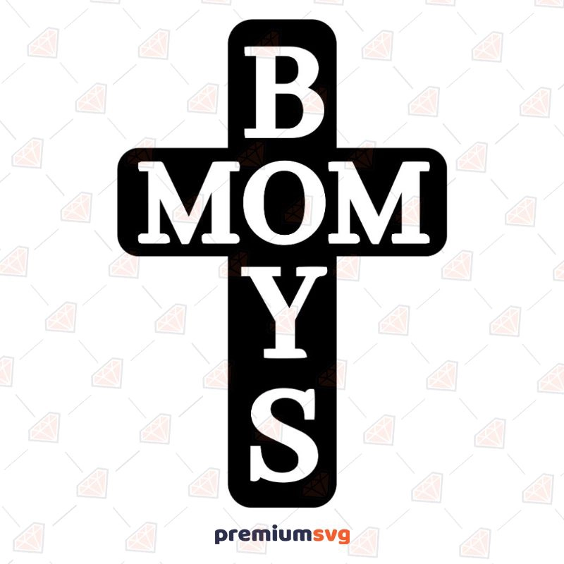 Black Mom Boys Cross SVG, Mom Boys Cut File Mother's Day SVG Svg
