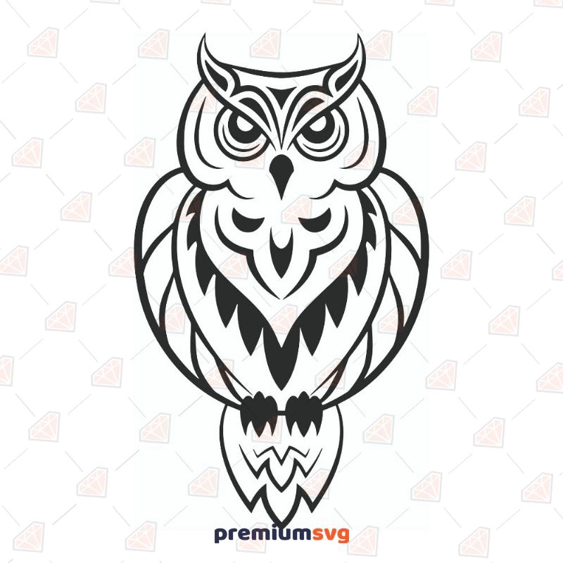 Black Owl SVG, Owl Vector Cut File Instant Download Bird SVG Svg