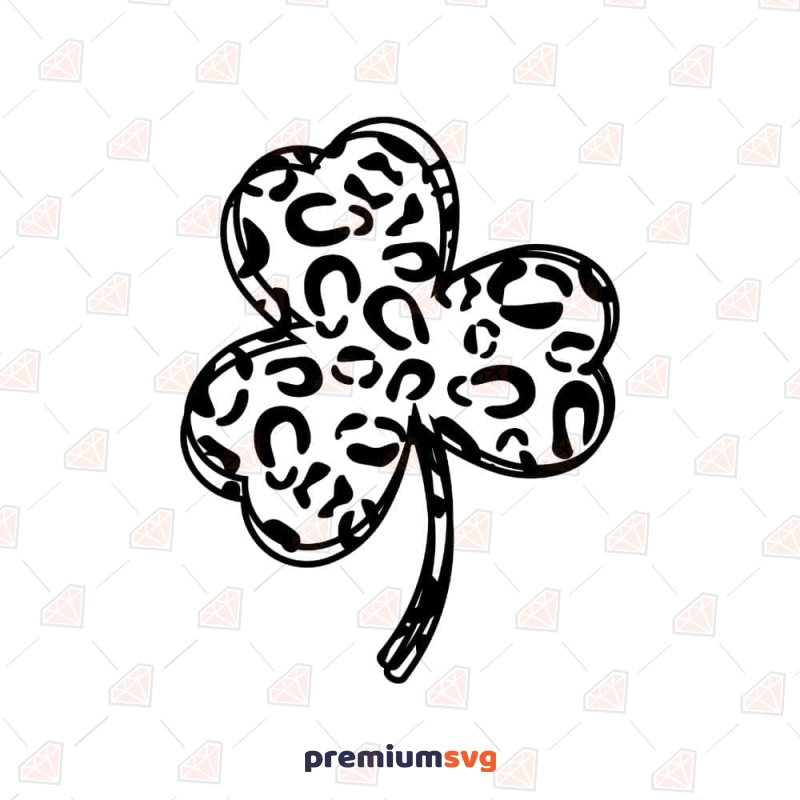 Black Shamrock Leopard SVG, Clover Outline SVG St Patrick's Day SVG Svg