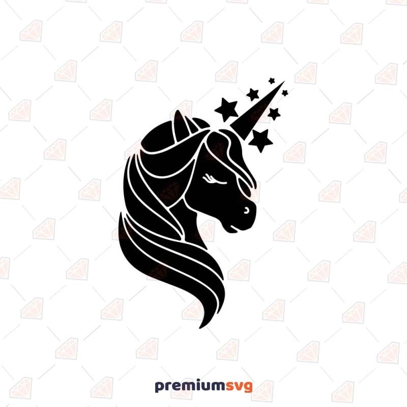 Black Unicorn Head SVG, Unicorn SVG Vector Instant Download Cartoons Svg