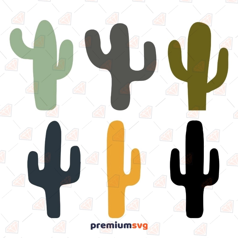 Boho Cactus SVG Bundle, Basic Cactus Clipart Files Flower SVG Svg