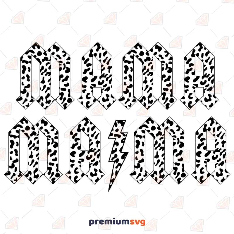 Bolt Mama Leopard SVG Cut Files, ACDC Mama SVG Mother's Day SVG Svg