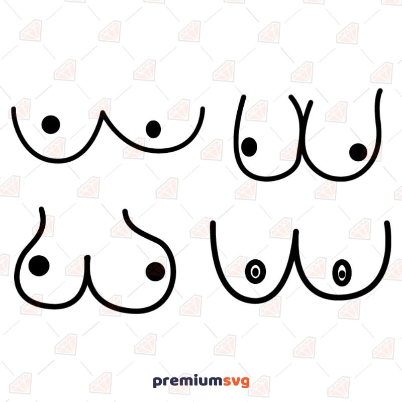 Woman breast set funny boobs different Royalty Free Vector