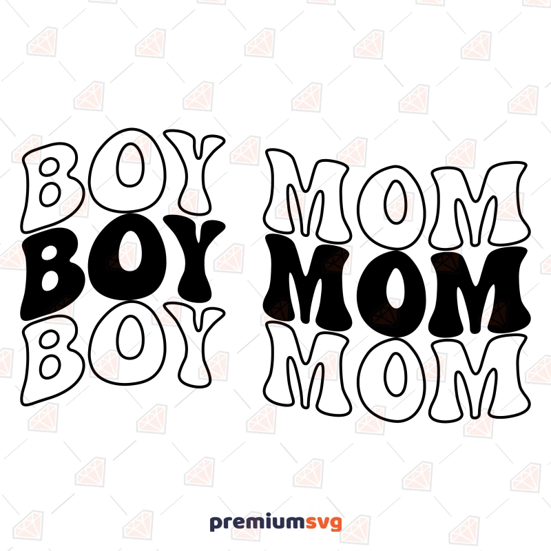 Boy Mom SVG, Retro Text Boy Mom SVG Vector Files Baby SVG Svg